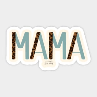 Cheetah Mama Blue Sticker